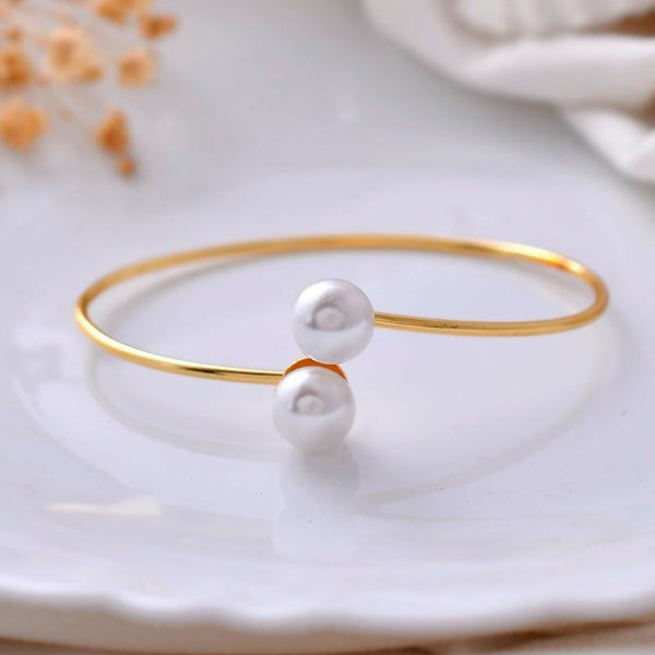VOJ One Gram Gold Plated Pearl Studded Bracelet - Distacart