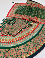 Thumbnail for Preksha Creation Indian Navratri Special Cotton Women Lehenga Choli With print work and lucknowi print dupatta - Green - Distacart