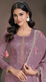 Thumbnail for Anaita Purple Silk Embroidered Stitched Salwar Suit - Distacart