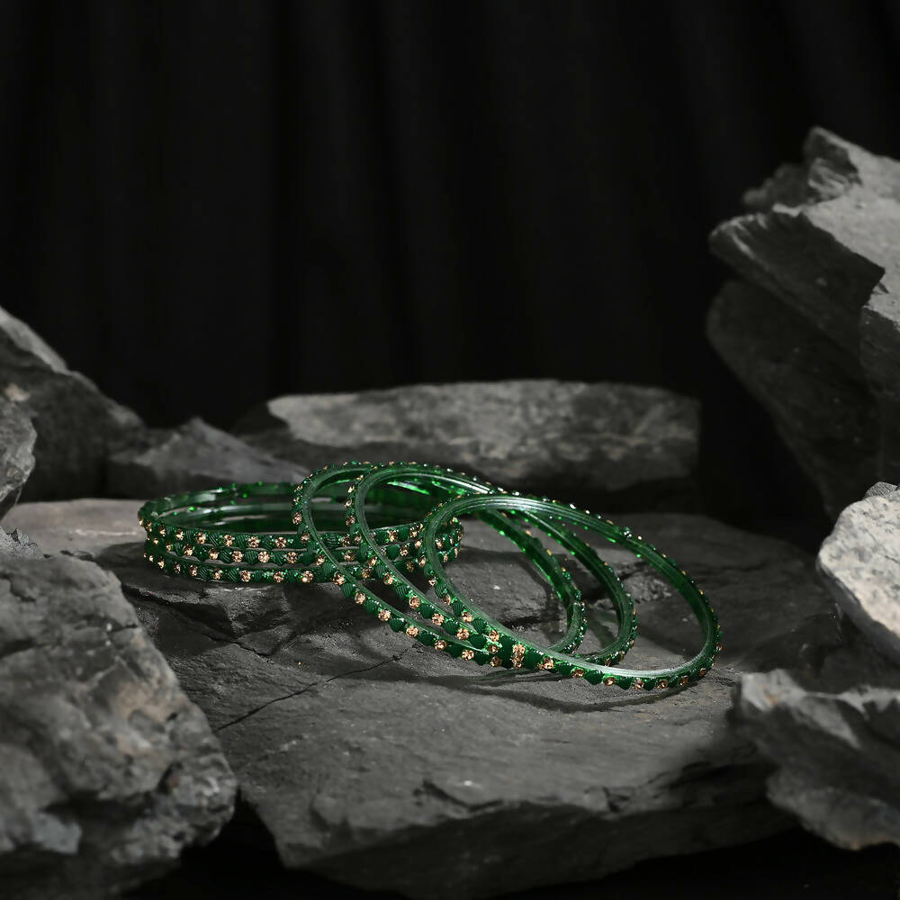 Afast Elegant Bridal & Wedding Party Fashion Bangle/Kada Set, Green, Glass, Pack Of 12 Model No- A2 - Distacart