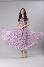 Thumbnail for Souchii Lavender Floral Chiffon Dress -Souchii