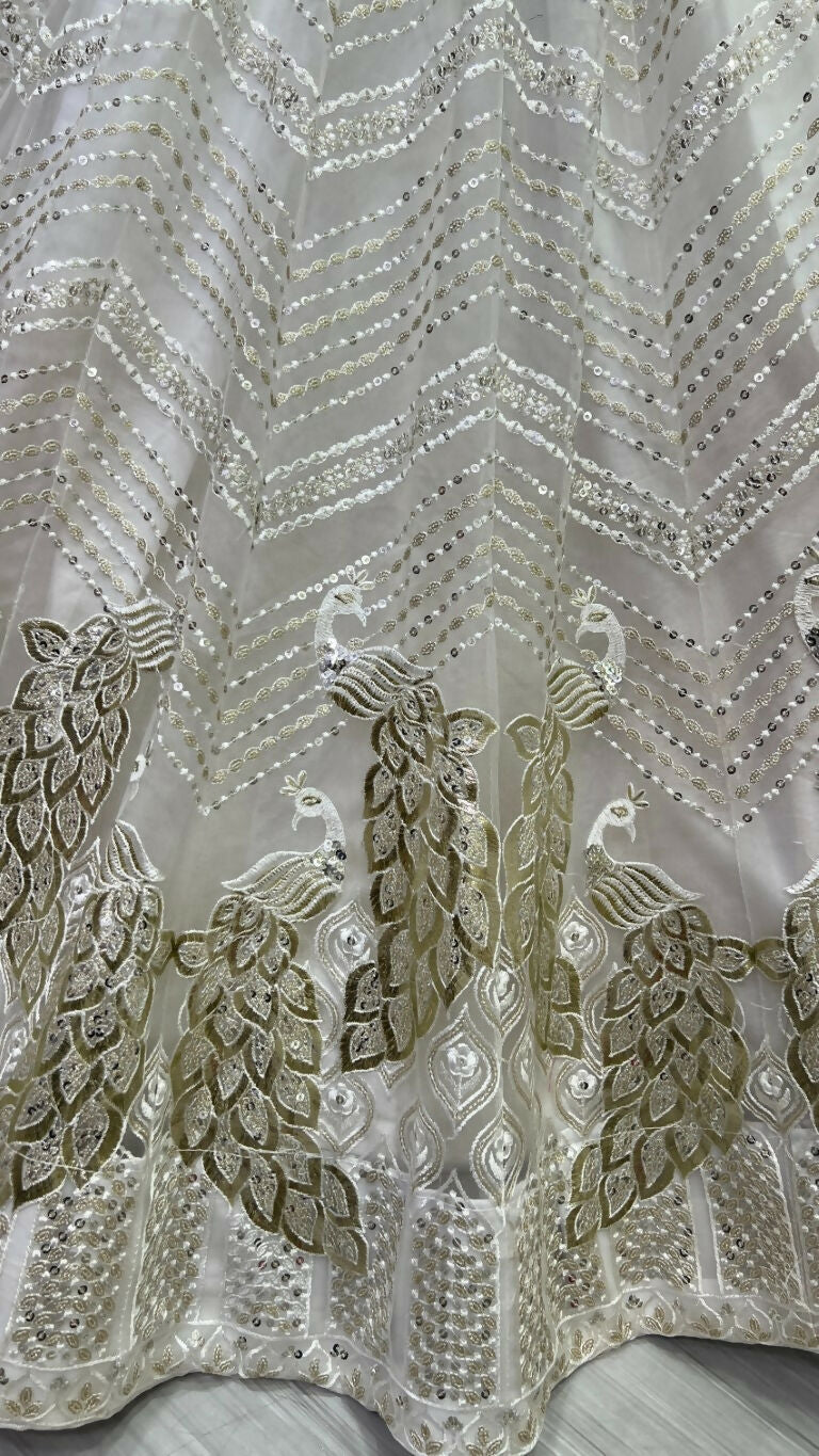Jyoti Fashion Women's White Bridal Net Fancy Foil & Sequins with Multi Thread Embroidered Wedding Lehenga Choli - Distacart