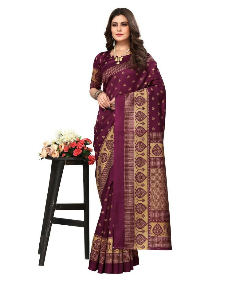 Vamika Purple Printed Art Silk Saree - Distacart