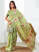 Thumbnail for Astita Linen Cotton Light Green Saree
