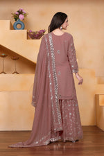 Thumbnail for Lehenga Mart Designer Sharara Suit With Kurta, Sharara, Dupatta For Women-Mauve - Distacart