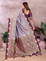 Thumbnail for Aastha Fashion Lavender Silk Sarees Weaving Saree - Distacart