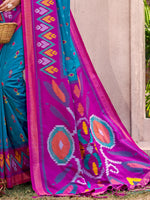 Thumbnail for Shree Shyam Fashion Sea Green Pochampally Silk Saree - Distacart