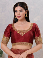 Thumbnail for Joban Fashion Women Silk Dark-Maroon Stitched Blouse - Distacart