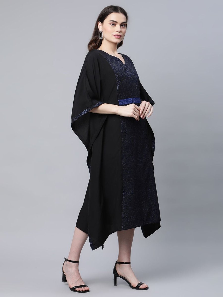 Ahalyaa Women Black Crepe Glitter Printed Kaftan Kurta - Distacart