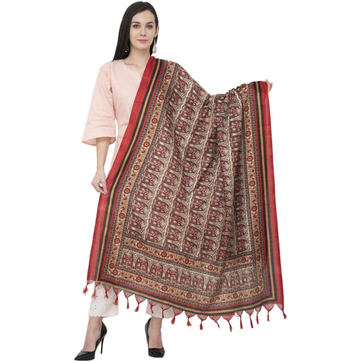 A R Silk Tussar Multi Print Fancy Dupatta Color Multi color Dupatta or Chunni