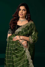 Thumbnail for Joban Fashion Green Net Party Wear Sarees - Distacart