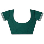 Thumbnail for Joban Fashion Dark Green Jacquard Woven Pattern Lichi Soft Silk Banarasi Saree - Dista