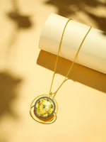 Thumbnail for Nuyug 18K Gold-Plated Zircon Studded Minimal Chain Textured Surface Pendant Necklace