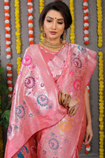 Thumbnail for Jyoti Fashion Women's Baby Pink Banarasi Silk Zari Woven Saree with Blouse - Distacart
