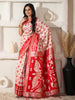 Shree Shyam Fashion Linen Cotton Red & White Saree - Distacart