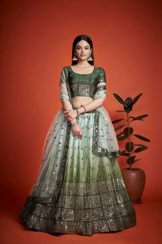 Jyoti Fashion Women's Mehendi Heavy Chinon Sequins Embroidered Designer Lehenga Choli Set - Distacart