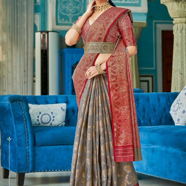 Astita Linen Cotton Grey Saree
