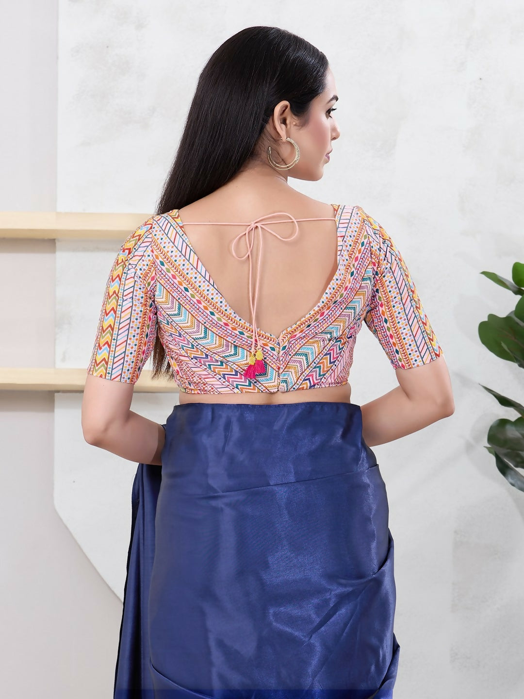 Joban Fashion Peach Shift Elbow Sleeveless Back Open Blouse