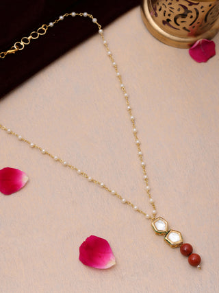 Ruby Raang Red Jasper Kundan Necklace