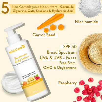 Wishcare Ceramide Sunscreen Kit - SPF 50 Broad Spectrum - PA+++ UVA & UVB Protection - Distacart
