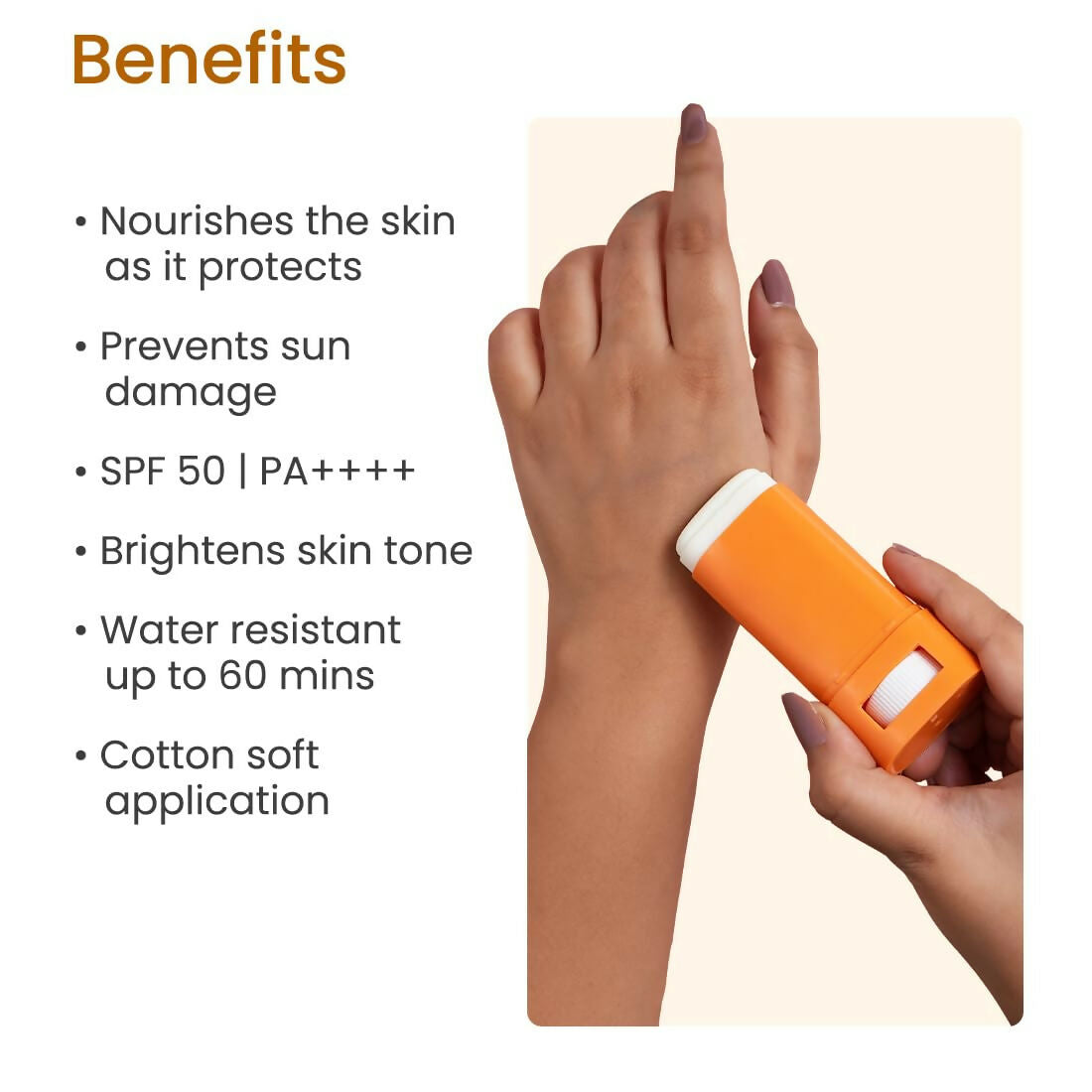 Earth Rhythm Glow Sunscreen Stick SPF 50 PA++++ with Vitamin C, Zinc Oxide, Vitamin E, Water Resistant, Lightweight, No white cast - Distacart
