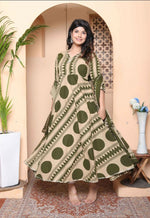 Thumbnail for Miravan Women'S Polka Dot Printed Pure Cotton Anarkali Kurta With Dupatta - Distacart