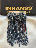 Thumbnail for Inhanns Handmade Crystal Waterfall Earrings - Long - Navy Blue - Distacart
