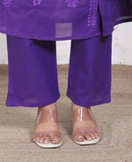 Thumbnail for Miravan Womens Purple Floral Printed Angrakha Style Kurta With Palazzo - Distacart