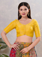 Thumbnail for Joban Fashion Women Silk Yellow Stitched Blouse - Distacart