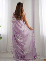 Thumbnail for Mitera Floral Embroidered Silk Blend Saree - Distacart