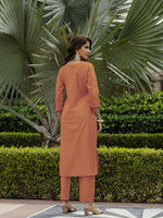 Thumbnail for The52 Orange Women's Gorgeous Embroidered Rayon Fabric with Straight Kurta, Pant and Dupatta Set - Distacart