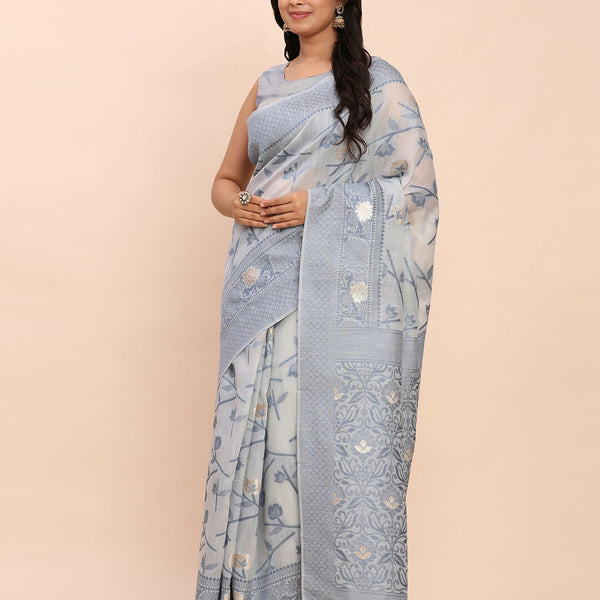 Astita Linen Cotton Grey Saree