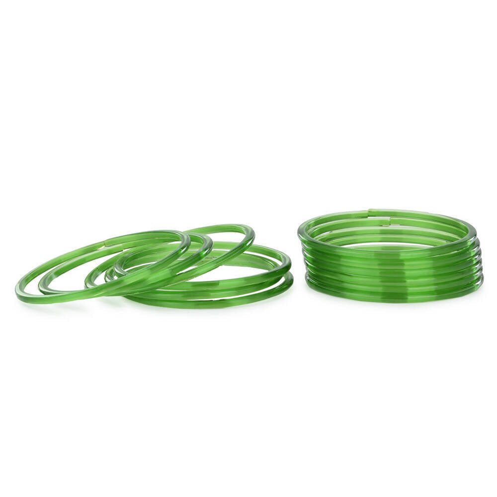 Afast Shining Green Glass Wedding, Party, Daily Use Bangle Set, Set Of 12 - Distacart