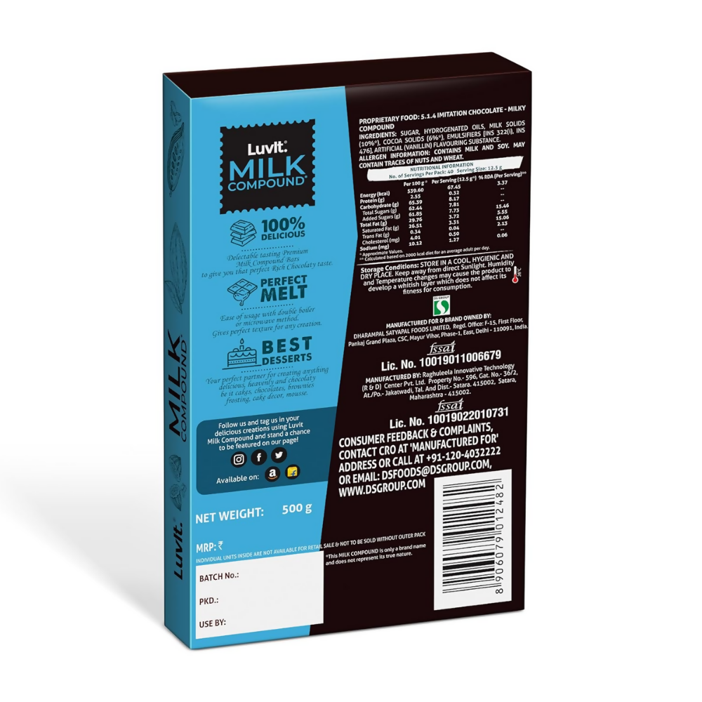LuvIt. Cocoa Crush - Milk Compound Bars - Distacart