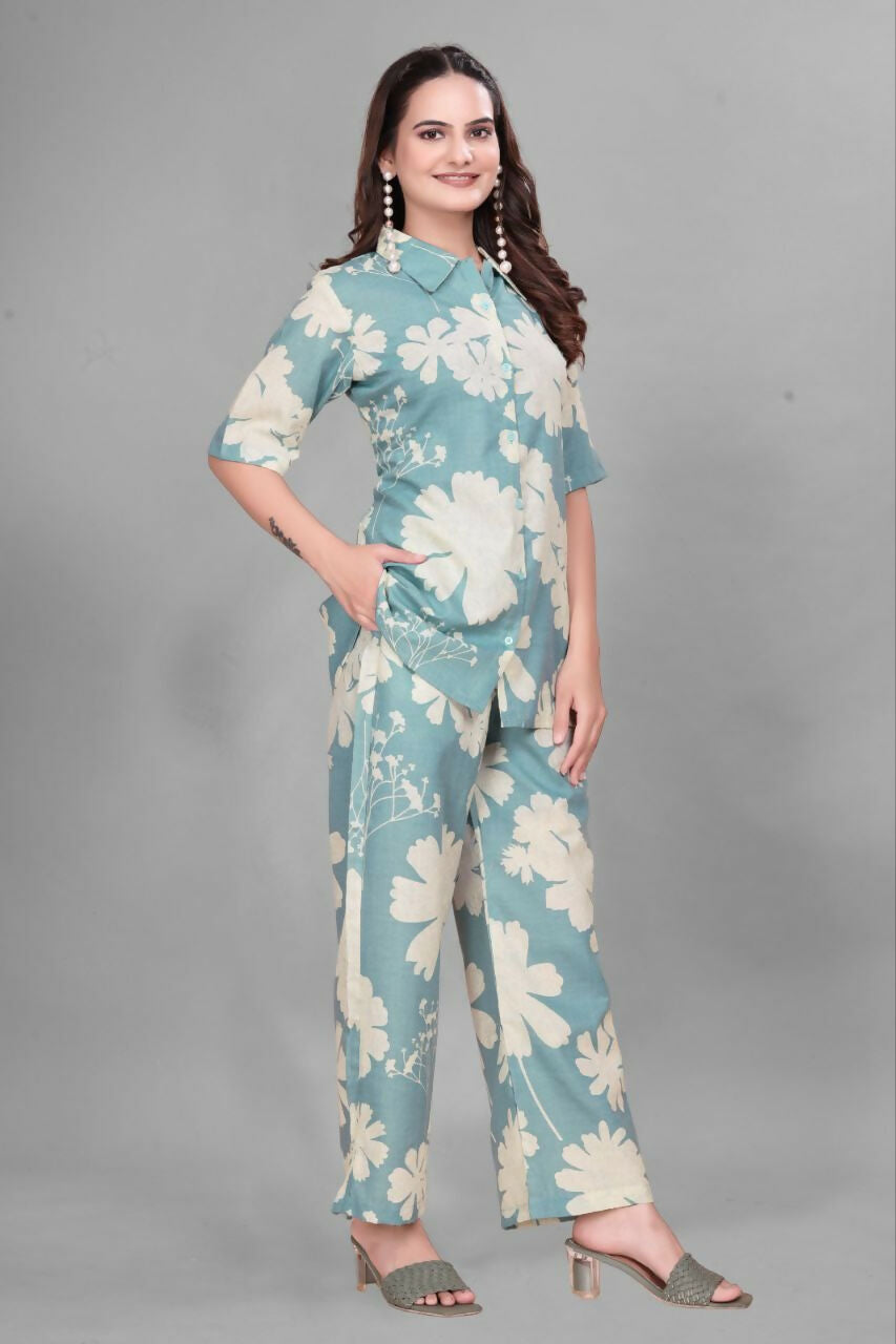 Preksha Creation Cotton Floral Print Kurta Set Co-Ord Set