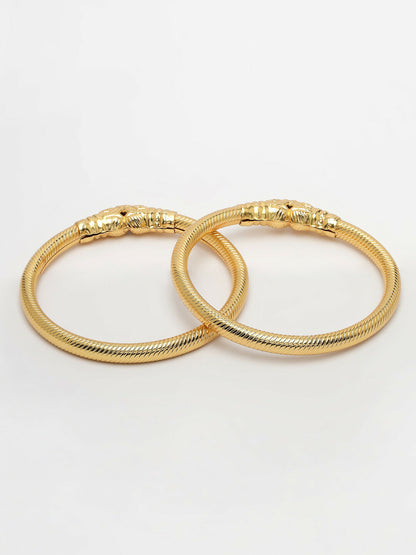 NVR Women's Set of 2 Gold-Plated Handcrafted Traditional Bangles - Distacart