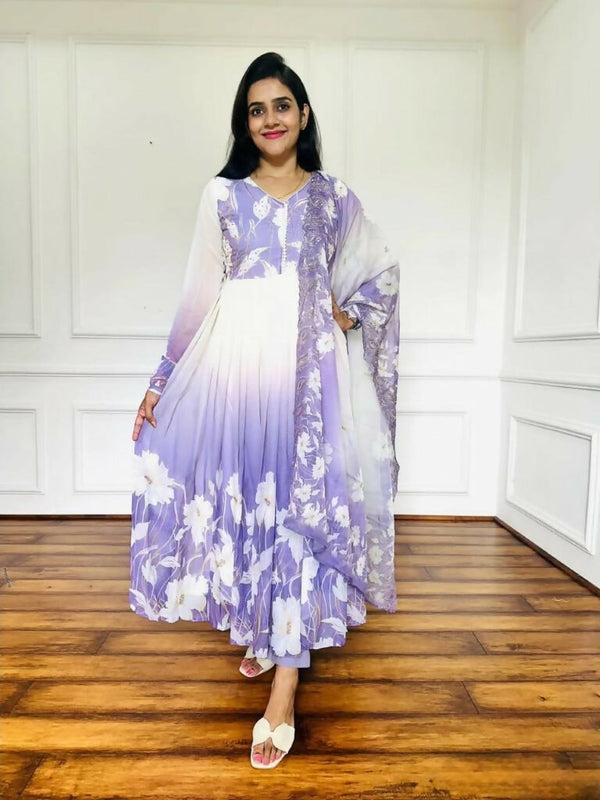 Teeya Creation Multi Colour Faux georgette Printed With Hand Work Party Wear Gown