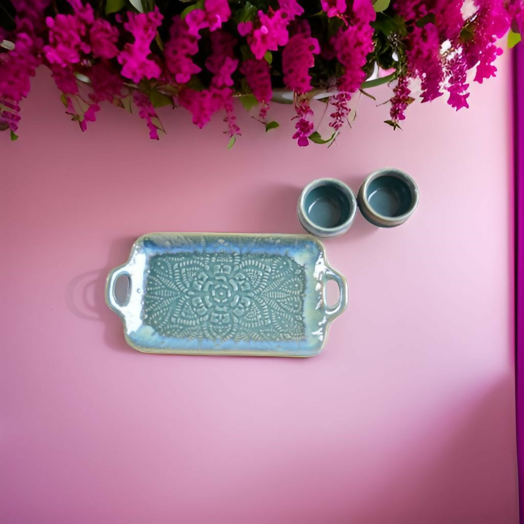 Collectibles India Flower Bloom Platter with Dip Bowls - Distacart