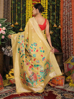 Thumbnail for Astita Linen Cotton Yellow Saree