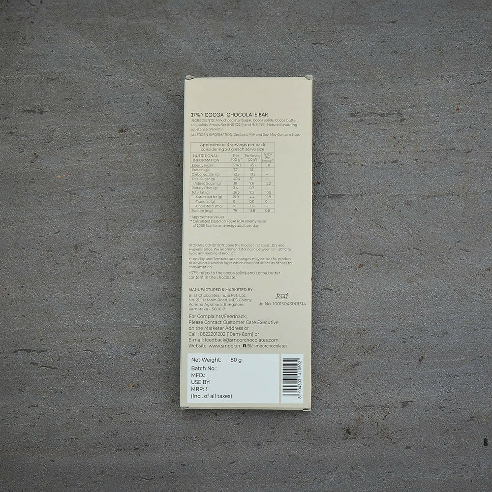 Smoor True Classics 37% Milk Chocolate Bar