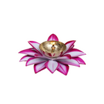 Thumbnail for CraftVatika Brass Lotus Diya Deepak Oil Lamp -White Pink