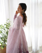 Thumbnail for Joban Fashion Pink Kurta Set Organza Sequin Embroidery Work - Distacart