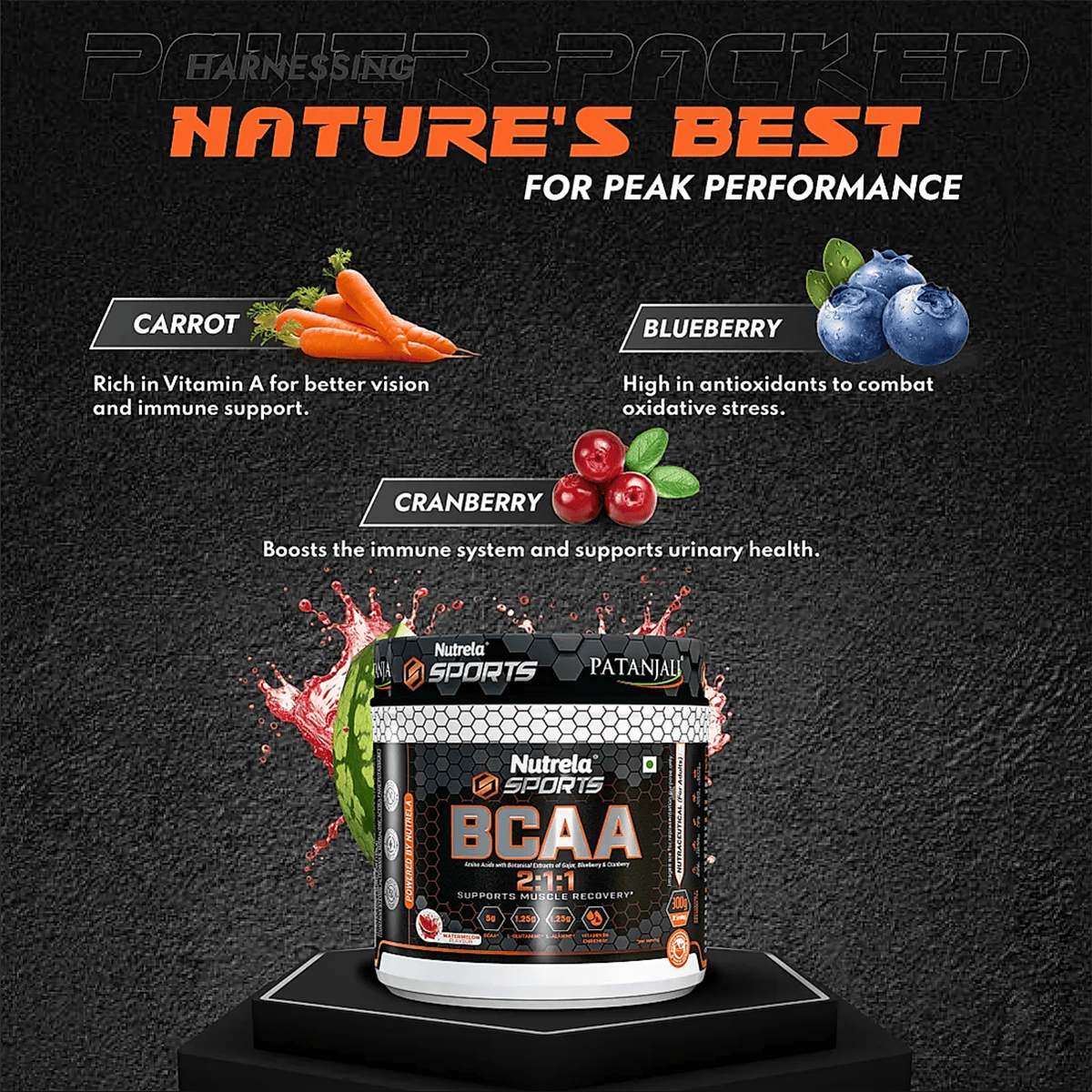 Patanjali Nutrela Sports BCAA Powder (Watermelon Flavour)