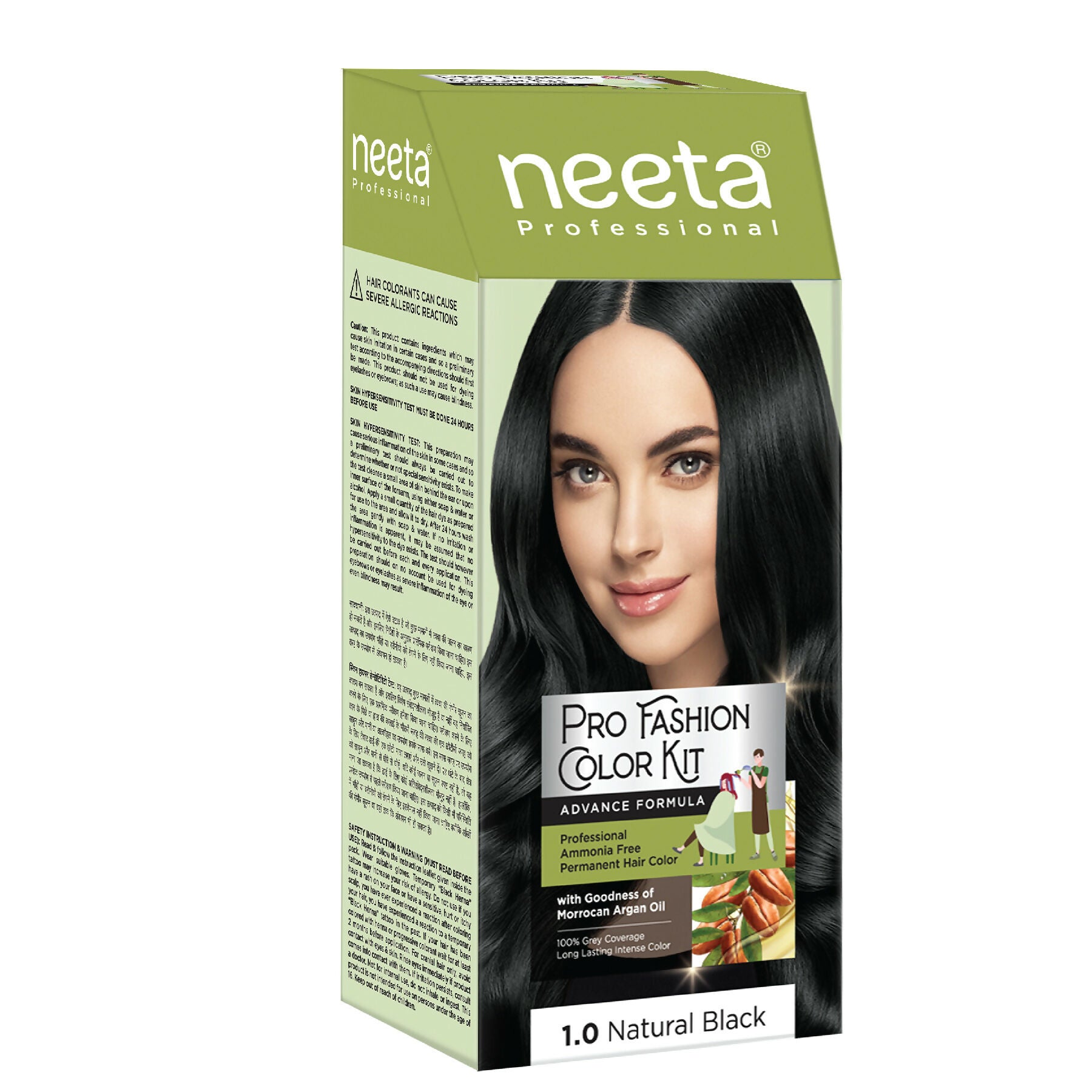 Neeta Professional Fashion Color Kit Permanent Hair Color Natural Black.1.0 - Distacart