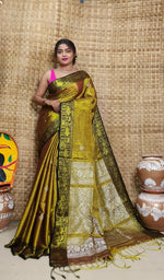 Thumbnail for Exclusive Collection Golden Beautiful Tissue Benarasi Saree