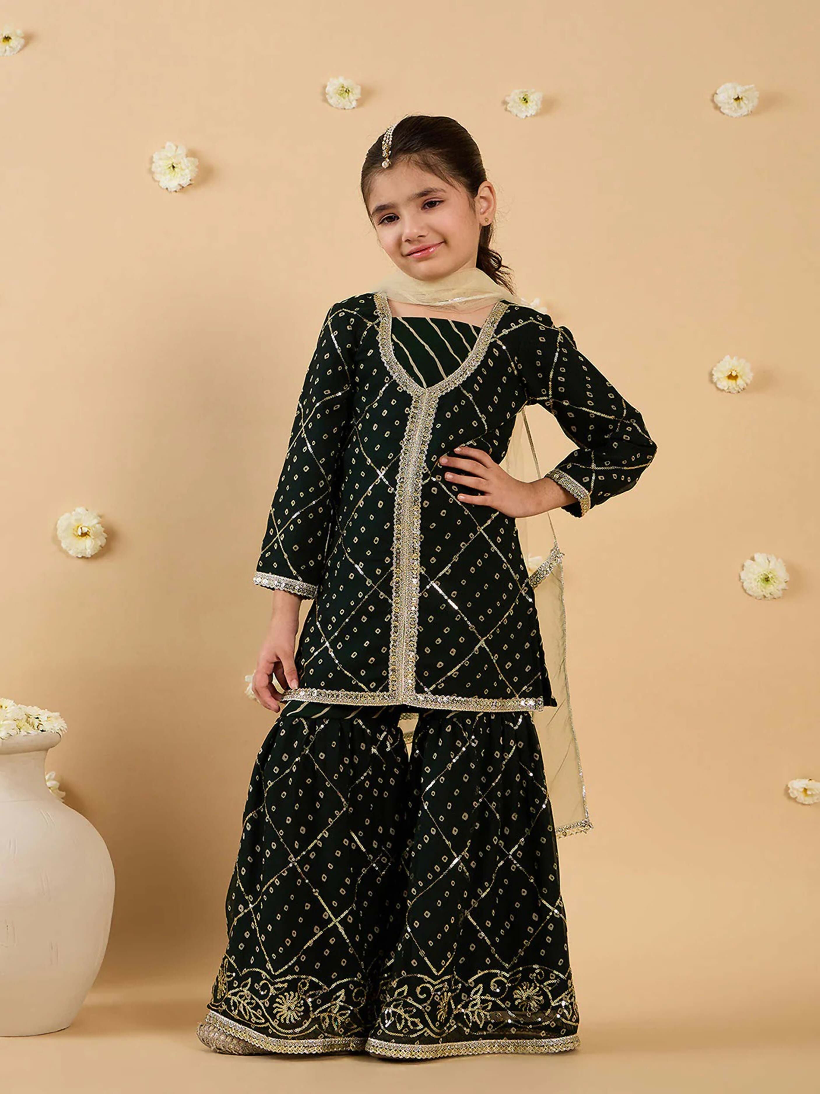 Joban Fashion Girl's Black Color Sharara Set