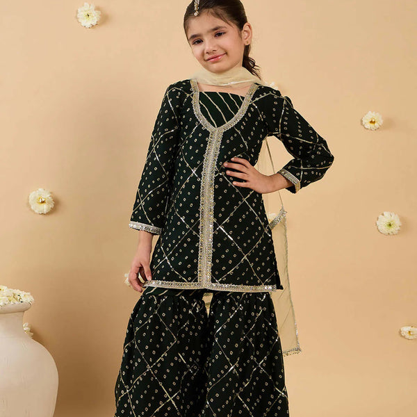 Joban Fashion Girl's Black Color Sharara Set