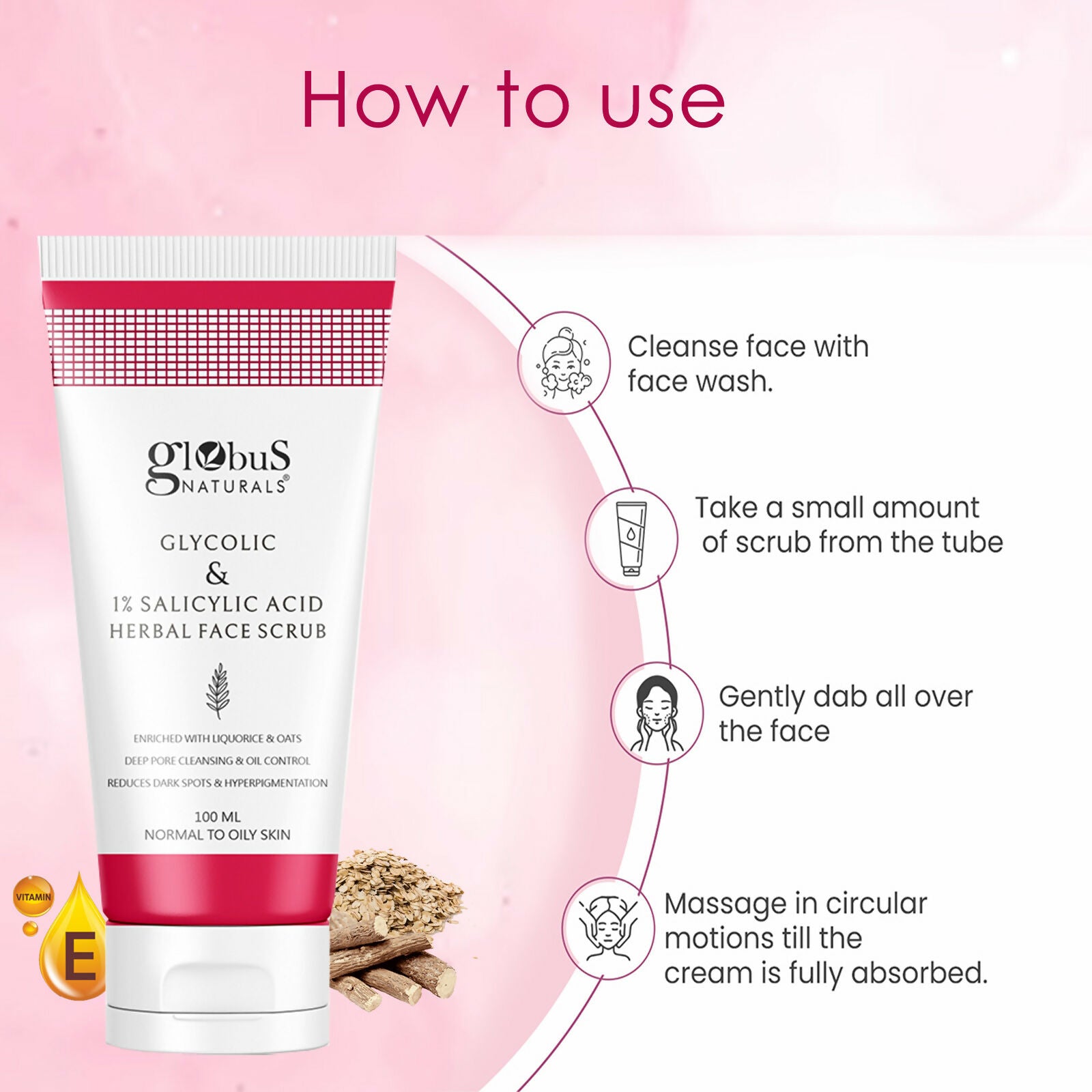 Globus Naturals Glycolic & 1% Salicylic Acid Herbal Anti Acne Face Scrub