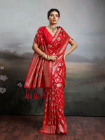 Thumbnail for Shree Shyam Fashion Red Silk Blend Saree - Distacart