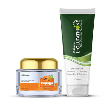 LA Organo Papaya Skin Whitening Cream and Glutathione Face Wash Combo - Distacart